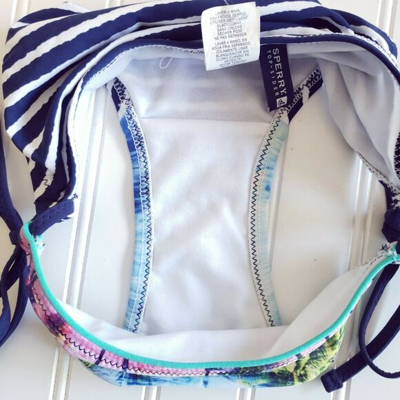 SPERRY Top-Sider Scenic Reflect striped side tie swim bikini bottoms Size S NEW - Picture 3 of 6